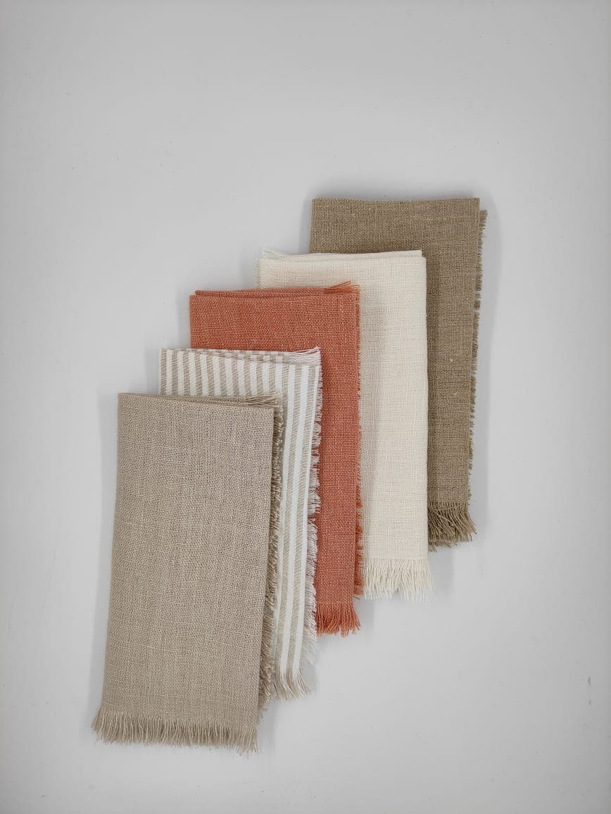 Set of terracotta linen placemats