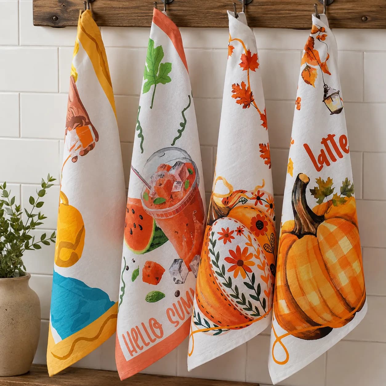 100% Premium Linen Tea Towel Printed Tea Towels