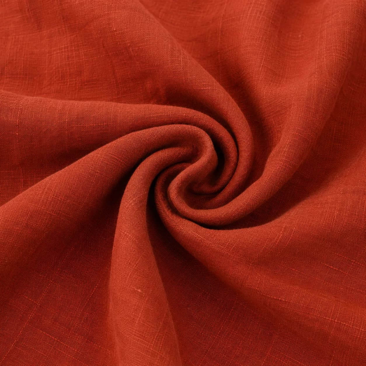 100% Pure Linen Fabric – Rust Red Textured Linen Material for Home Decor & Apparel